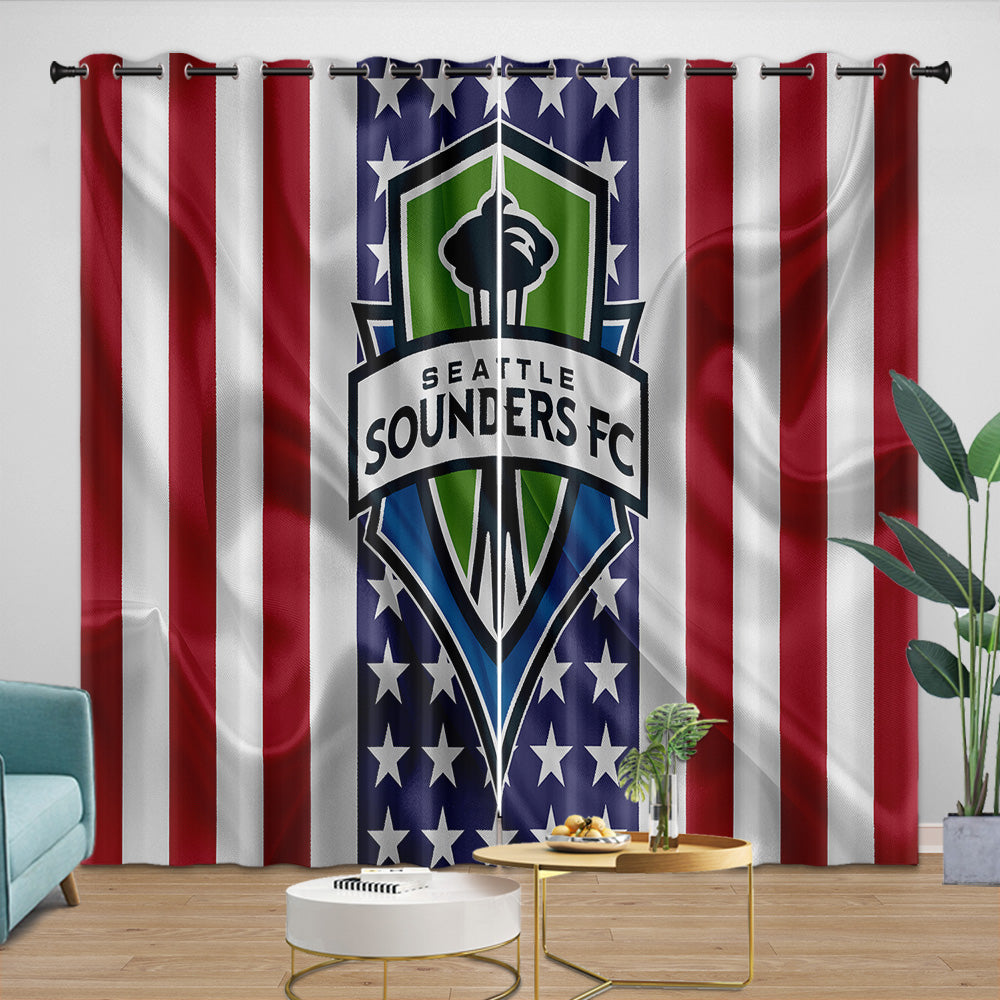 Seattle Sounders FC Curtains Blackout Window Drapes Room Decoration (Online Order Only)
