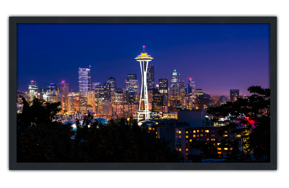 Professionally Framed Seattle Washington Skyline High-Resolution Panoramic Photo 12x22 Wall Art (ONLINE ORDER ONLY)
