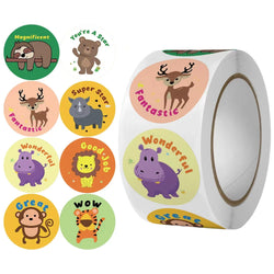 100-500pcs Round Cartoon Toys Animal stickers for kids Teacher Reward Encourage Sticker Office Stationery for children (Online Order Only)