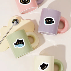 500pcs/roll Cute Cartoon Animal Black Cat Stickers Kids Students Reward Decals Luggage Laptop Phone Vinyl Sticker (10 Patterns) (ONLINE ORDER ONLY)