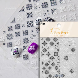 Chic Lavender Tulip Flower Bowknot Totem Center Symmetric Pattern Daisy Line Gird Self Adhesive Nail Art Stickers Manicure Decal (ONLINE ORDER ONLY)
