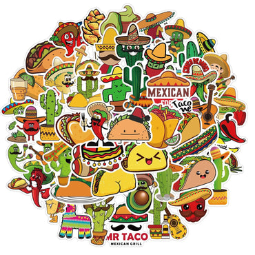 50pcs Mexican Food Graffiti Stickers for Helmet, Wall, DIY Decoration (ONLINE ORDER ONLY)
