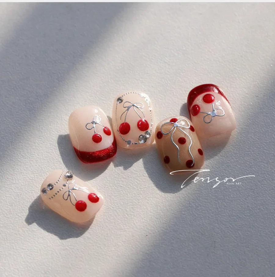 Lovely Red Seductive Strawberry Line Bowknot Love Heart Star Jelly Cherry Delicate Self Adhesive Nail Art Sticker Manicure Decal (ONLINE ORDER ONLY)