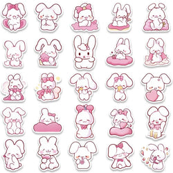 50pcs Cute Cartoon Pink Rabbits Stickers Pack For Skateboard Luggage Laptop Guitar Waterproof Graffiti Bicycle Phone Decals (ONLINE ORDER ONLY)
