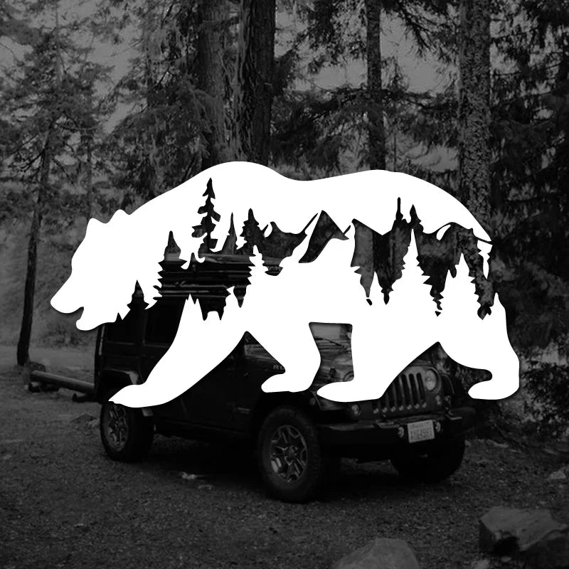 Creative Bear & woods Stickers，White and Black，For Cars, Trucks, Walls, Motorcycles & laptops (ONLINE ORDER ONLY)