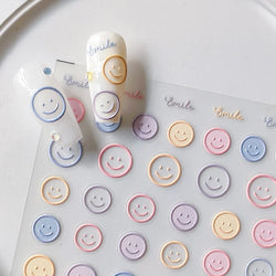 1PCS 5D Exquisite Smiling Face Nail Stickers Embossed Japanese Kawaii Macaron Nail Art Self-Adhesive Decorations Accessories DIY (Online Order Only)