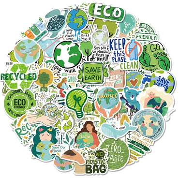 10/30/50PCS Protect Environment Green Cartoon Sticker DIY Waterproof Suitcae Bicycle Skateboard Scrapbook Car Laptop Wall Decals (ONLINE ORDER ONLY)