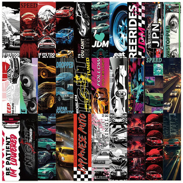 10/30pcs Japan JDM Retrofit Racing Car Stickers Decals Laptop Suitcase Phone Skateboard Scrapbook Car Cool Waterproof Sticker (ONLINE ORDER ONLY)