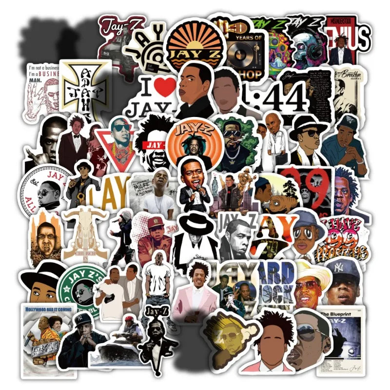 JAY-Z Cartoon Stickers Pack for Laptop, Phone, Scooter, Water Bottle, Suitcase, Refrigerator (Online Order Only)