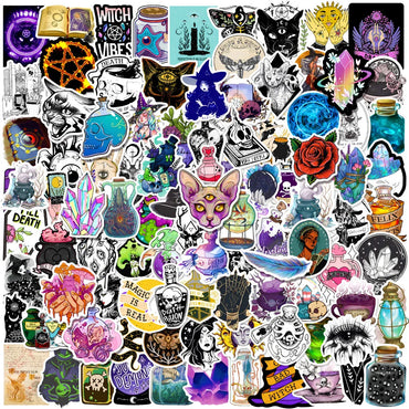 10/30/50/100pcs Art Gothic Magic Apothecary Witch Crystal Sticker Packs (Online Order Only)