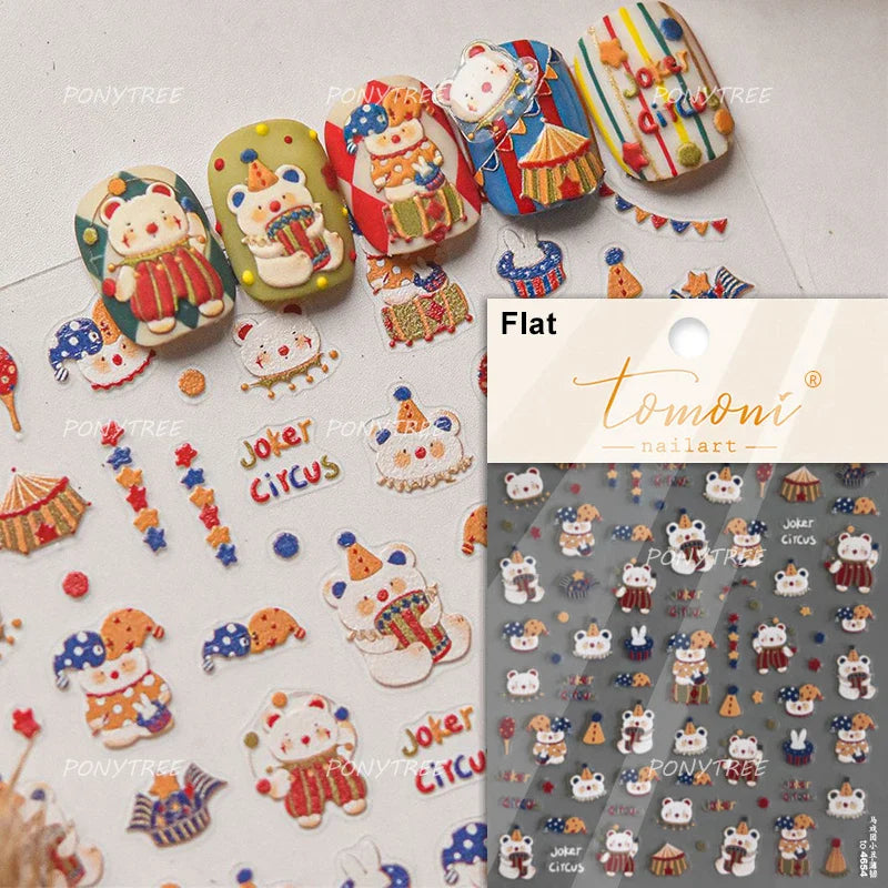 Bear Bowknot Bag Dessert Apple Core Earphone Cup Tulip Cherry Milk Cake Cookies Flower Adhesive Nail Art Stickers Manicure Decal (ONLINE ORDER ONLY)