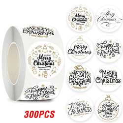 100-500pcs Merry Christmas Sticker Holiday Party New Year Decoration Gift Box Seal Sticker Baking Label Packaging Sticker (ONLINE ORDER ONLY)