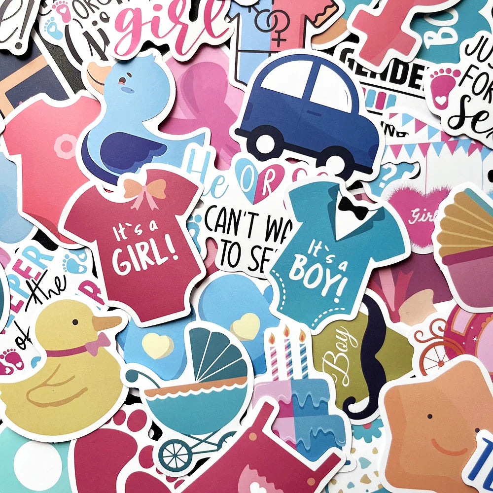 Gender Reveal Stickers 10/50Pcs Baby Shower Decoration (Online Order Only)