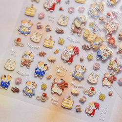 Sweater Glovesvacuum Cup Milk Fallen Leaves Kitten Adhesive Nail Art Stickers Warm Suitpinecone Kitchenware Cat Manicure Decals (ONLINE ORDER ONLY)