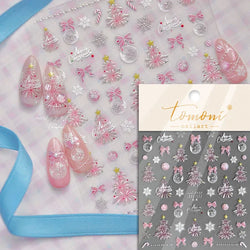 Shiny White Pink Blue Gold Snowflakes Hexagon Water Bubbles Winter 5D Self Adhesive Nail Art Stickers Rhinestone Manicure Decals (ONLINE ORDER ONLY)