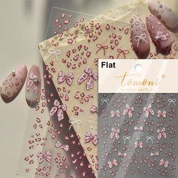 Flat Small Pink Brown Halo Dyeing Love Heart Geometric Leopard Shiny Jelly Chic Embossed Relief Nail Art Stickers Manicure Decal (Online Order Only)