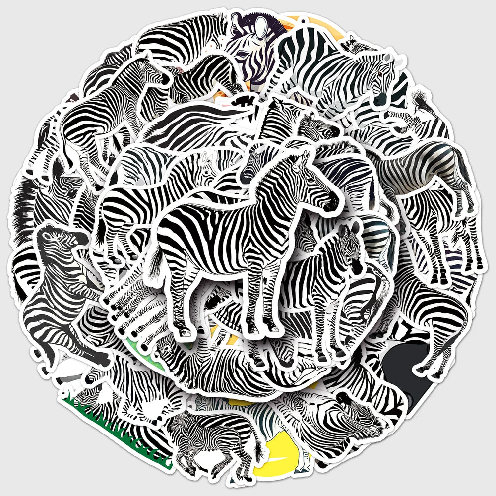50Pcs Zebra Cartoon Waterproof Vinyl Stickers for Skateboard Snowboard Decals (ONLINE ORDER ONLY)