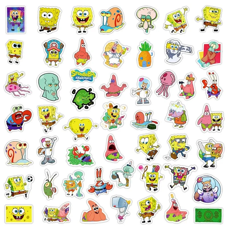 SpongeBob Stickers 50pcs for Luggage, Phone, Laptop, Car, Scooter, Fridge Decoration (ONLINE ORDER ONLY)