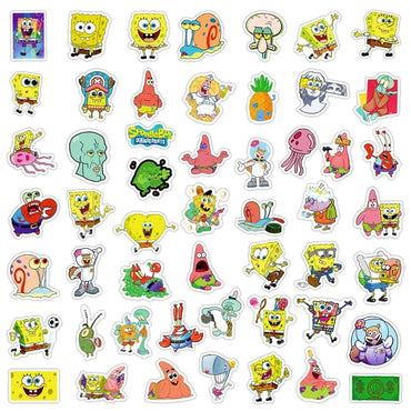 SpongeBob Stickers 50pcs for Luggage, Phone, Laptop, Car, Scooter, Fridge Decoration (ONLINE ORDER ONLY)
