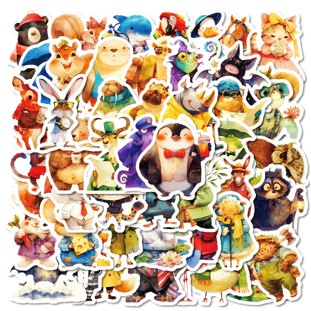 50Pcs Cartoon Animal Graffiti Stickers for Helmet Wall DIY Decoration (Online Order Only)