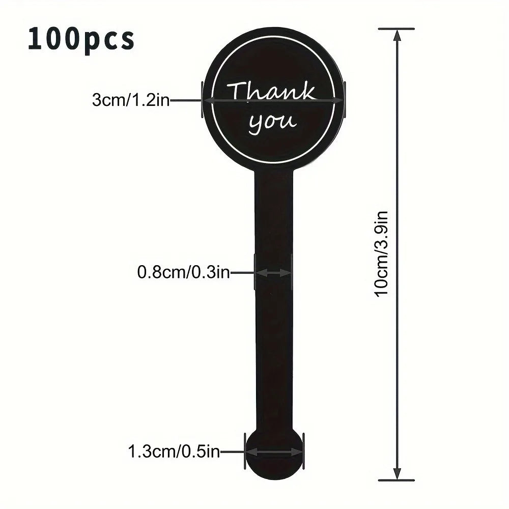 100/200pcs Black Thank You Sealing Stickers for Pudding Bottles, Baking Boxes, Handicrafts (Online Order Only)