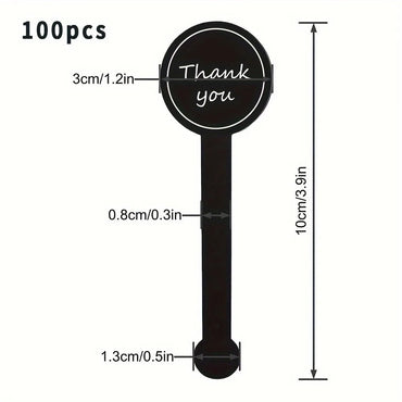 100/200pcs Black Thank You Sealing Stickers for Pudding Bottles, Baking Boxes, Handicrafts (Online Order Only)