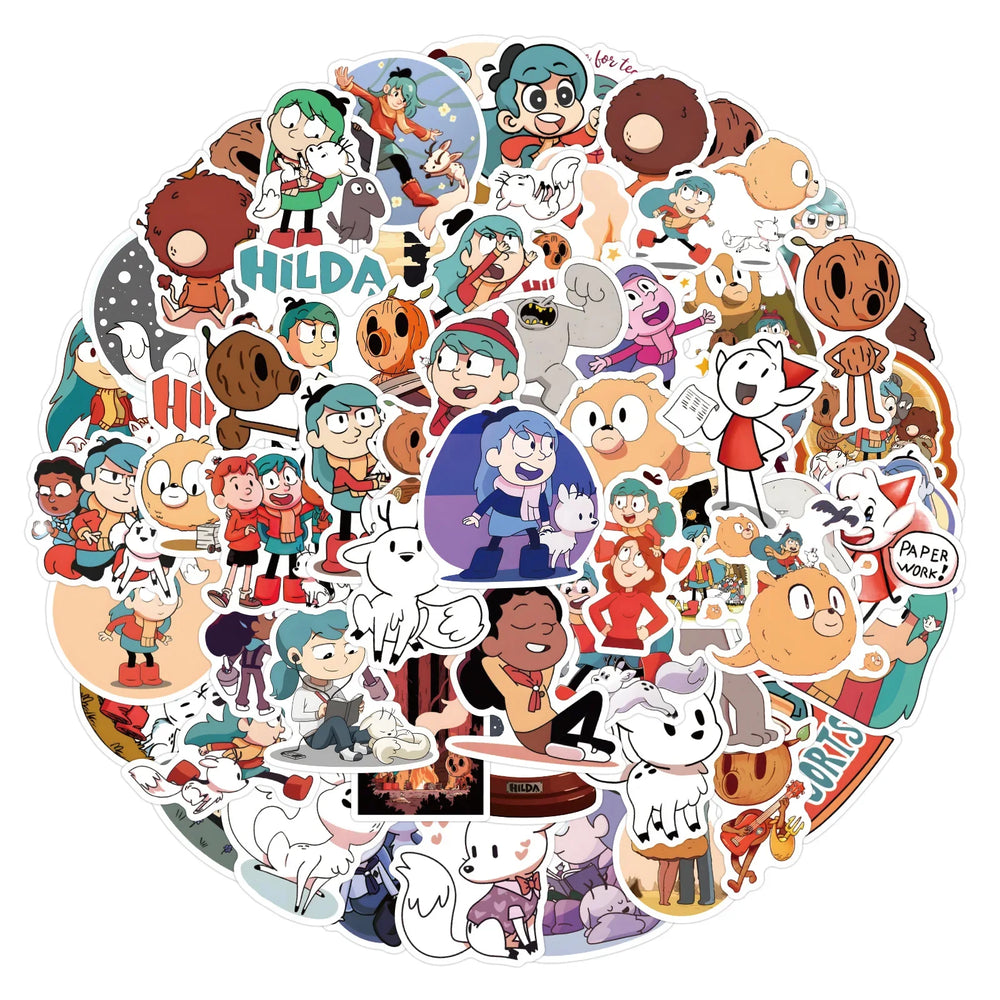 10/30/55/110PCS Hilda Stickers Funny Cartoon Stciekr Adventure Comics Decals Luggage Laptop Guitar Car Bike Skateboard Kids Toys (ONLINE ORDER ONLY)