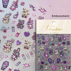 Cat Eye Halloween Terror Spider Cross Rose Love Heart Flower Snake Web Candy Bunny Thrilling Nail Art Stickers Manicure Decals (Online Order Only)