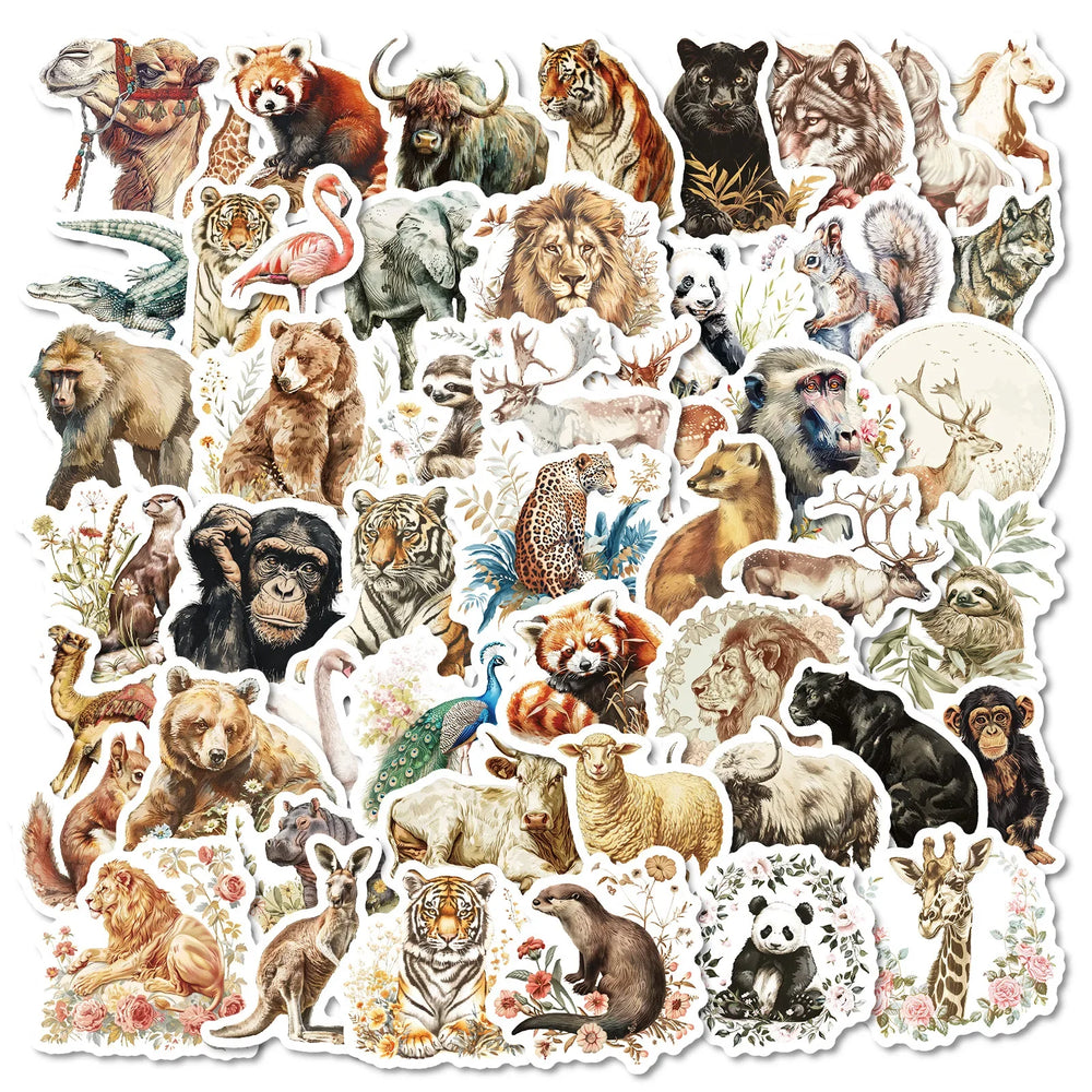 Cartoon Animal Stickers PVC Waterproof Skateboard Notebook Graffiti 10/30/50PCS (Online Order Only)