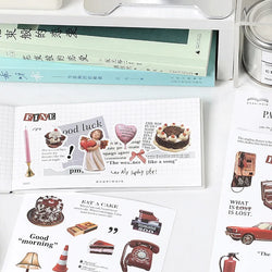 2Pc Ins Cute Retro Sticker Planner Collage Scrapbook DIY Material Decoration Stickers Personalized Art Supplies Stationery (ONLINE ORDER ONLY)