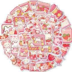 10/30/50PCS Cute Pink Food PVC Sticker Aesthetic Children's Decoration Scrapbooking Korean Stationery School Supplies for Kids (ONLINE ORDER ONLY)