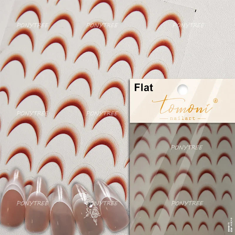 French Skirt Hem Halo Dyeing Purple Pink White Hemline Bowknot Wedding Veil Dreamy Star Adhesive Nail Art Sticker Manicure Decal (ONLINE ORDER ONLY)