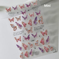 Charming Beautiful Black White Small Butterfly Flower Petal Love Heart Bowknot 5D Self Adhesive Nail Art Sticker Manicure Decals (Online Order Only)
