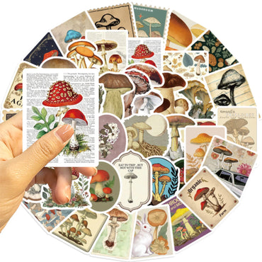 10/30/50PCS Mushroom Graffiti Stickers Retro Style Graffiti Decals Cartoon stickers Toy DIY Scrapbook Luggage Guitar Car Bike (ONLINE ORDER ONLY)
