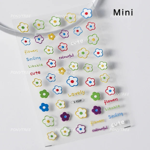 Colourful Daisy Cosmos Hot Stamping Petal Delicate and Pretty Plant Self Adhesive Nail Art Decoration Stickers Manicure Decals (ONLINE ORDER ONLY)