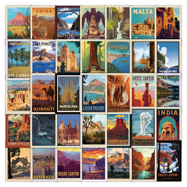 10/30/50pcs Cute Cartoon World Landmarks Aesthetic Poster Stickers  Decals Notebook Skateboard Laptop Phone Decoration Sticker (Online Order Only)