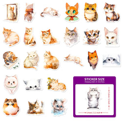 50Pcs Kawaii Painting Watercolor Cat Stickers Pack for Kids Cartoon Cute Graffiti Decals Scrapbooking Luggage Laptop Sticker (ONLINE ORDER ONLY)
