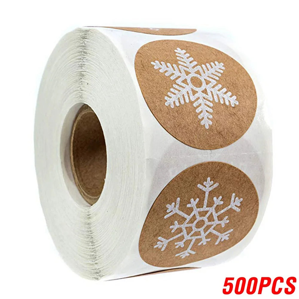 100-500pcs Round Christmas Stickers 6 Styles Snowflake Holiday Sticker Halloween Cute Lable For Scrapbooking Stationery Sticker (Online Order Only)