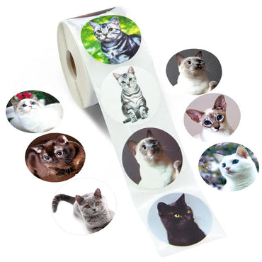 100-500pcs Creative Animals Cat Stickers 1inch Labels Reward Sticker For School Teacher Kids Smile Stationery Sticker (ONLINE ORDER ONLY)