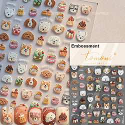 Lovely Dog Bone Bowknot Bread Graffiti Cake Cherry 3D Line Paw Adhesive Nail Art Stickers Cute Cartoon Manicure Decals Wholesale (ONLINE ORDER ONLY)