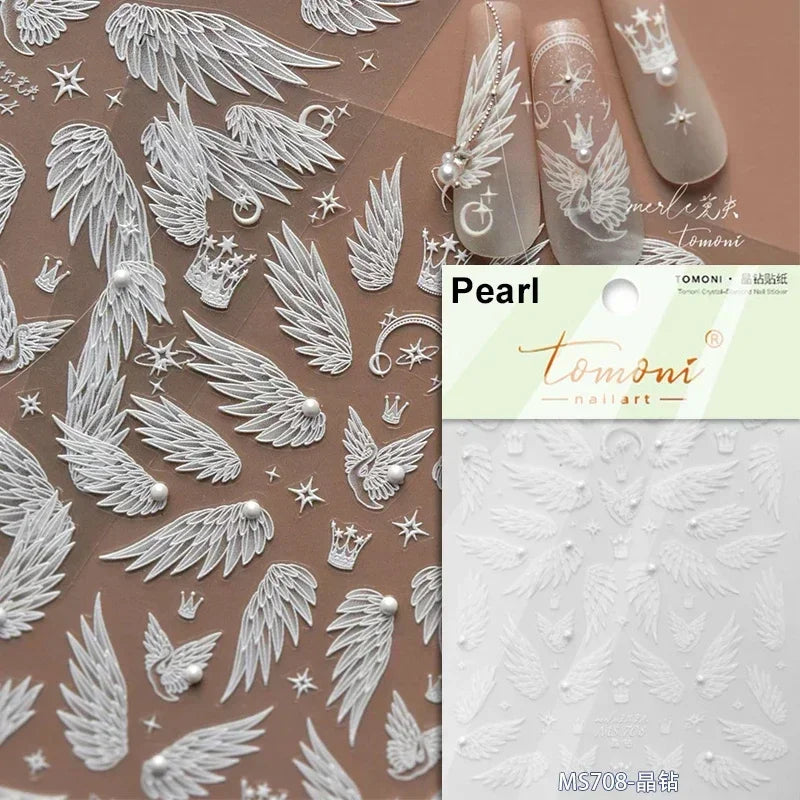 Butterfly Rose Laser Jelly Hot Stamping Lace Letter Flower Love Heart Bowknot 5D Self Adhesive Nail Art Stickers Manicure Decals (ONLINE ORDER ONLY)