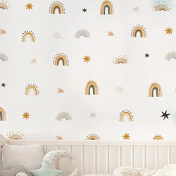 Boho Rainbow Hearts Stars Wall Stickers for Kids Nursery Room Decals PVC (Online Order Only)