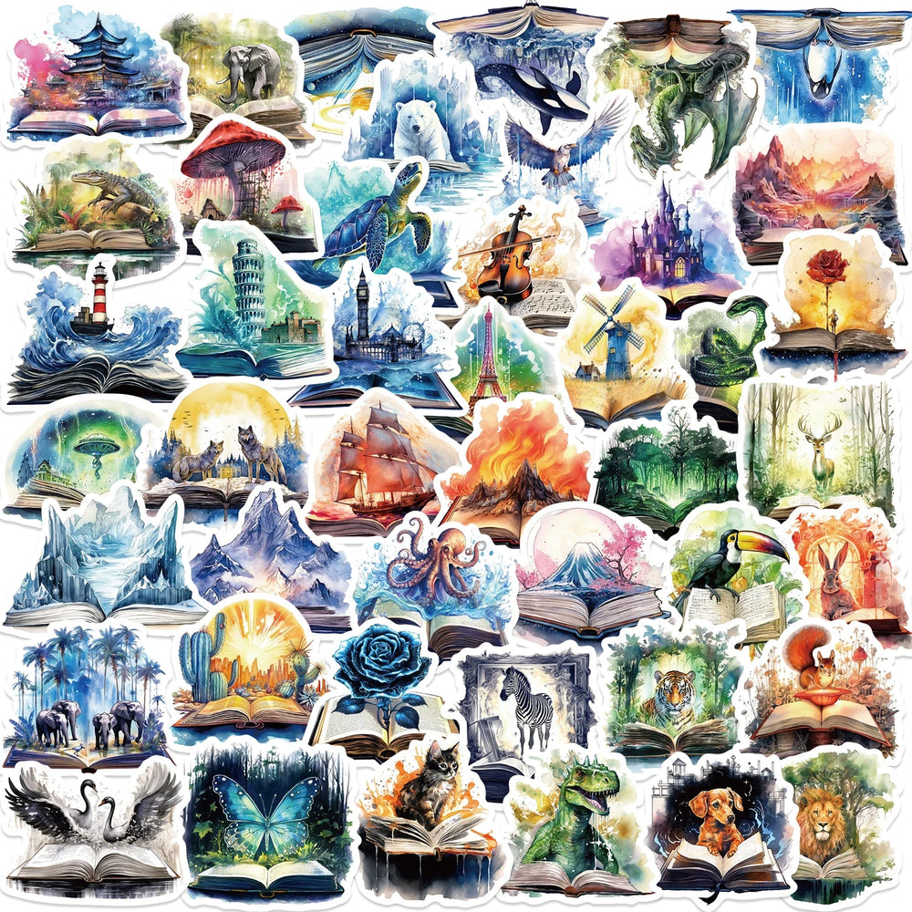 50PCS Funny Magic Tome Stickers Cartoon Aesthetic DIY Skateboard Laptop Luggage Waterproof Cool Decals Kid Toy Sticker﻿ (ONLINE ORDER ONLY)