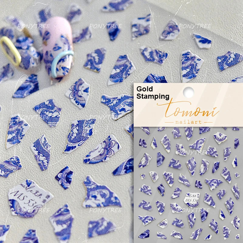 Orchid Daisy Chrysanthemum Peach Blossom Lotus Flower Vase Floral Art Fan Wintersweet Adhesive Nail Art Stickers Manicure Decals (Online Order Only)