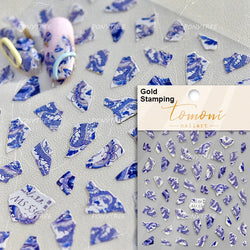 Orchid Daisy Chrysanthemum Peach Blossom Lotus Flower Vase Floral Art Fan Wintersweet Adhesive Nail Art Stickers Manicure Decals (Online Order Only)