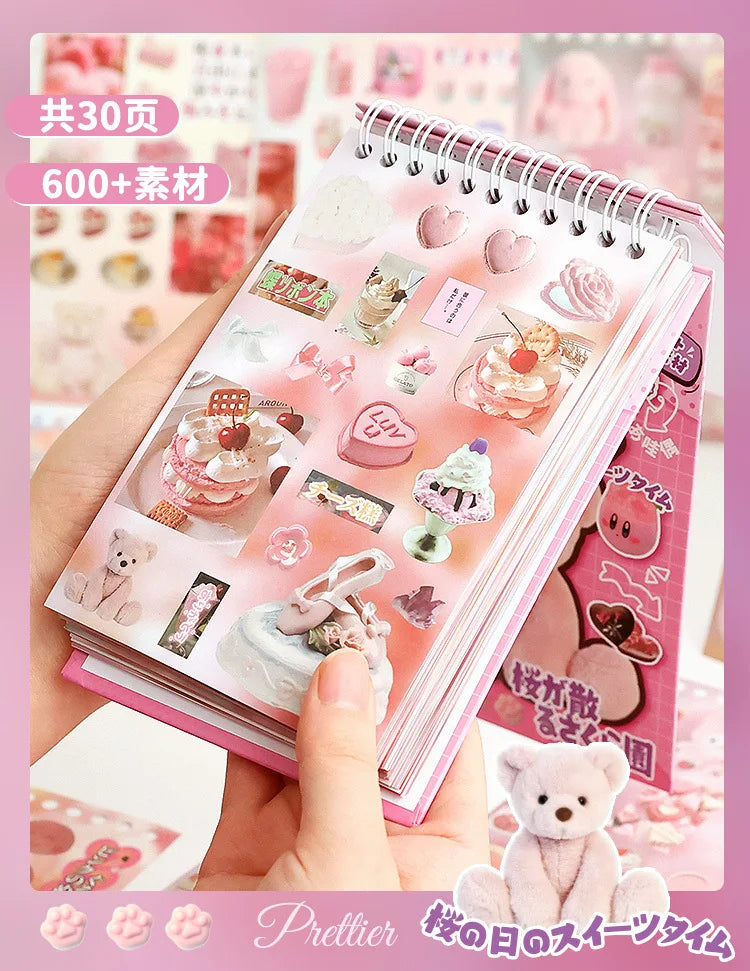 30sheets/book Y2K Retro Cute Bear Food Cut Film Sticker for Laptop Phone Camera Journal Scrapbook Kawaii Decoration Sticker Gift (ONLINE ORDER ONLY)