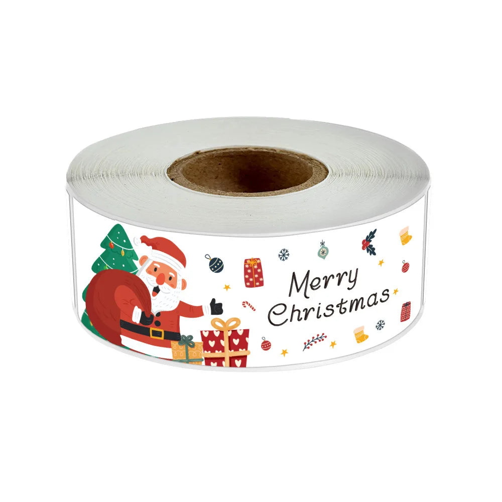 120pcs/roll Rectangle Merry Christmas Sticker Holiday Party Gift Decoration Sealed Envelope Stickers Happy New Year Baking Label (ONLINE ORDER ONLY)