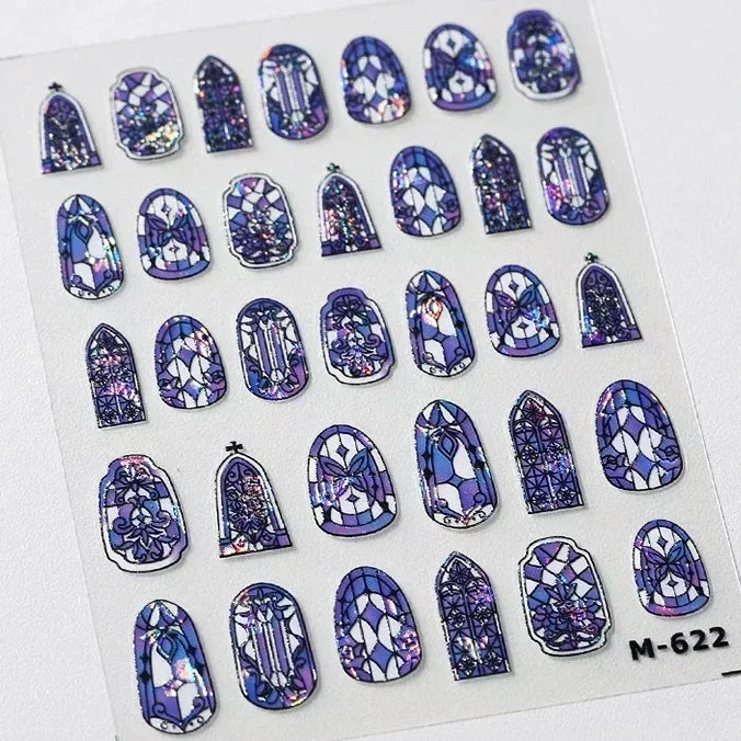 Dark Sword Coiled Snake Cross Butterfly Wing Starburst Starlight Gothic Reptile Animals Nail Art Sticker Festival Manicure Decal (ONLINE ORDER ONLY)