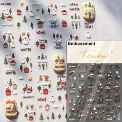 Santa's Hat Candy Santa Claus Christmas Tree Bell Elk 5D Self Adhesive Nail Art Stickers Button Snowflake Cherry Manicure Decals (ONLINE ORDER ONLY)