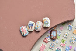 Button Rag Floral Print Flower Small Sticker Cloth Morning Glory Figure Pattern Thread Adhesive Nail Art Stickers Manicure Decal (ONLINE ORDER ONLY)